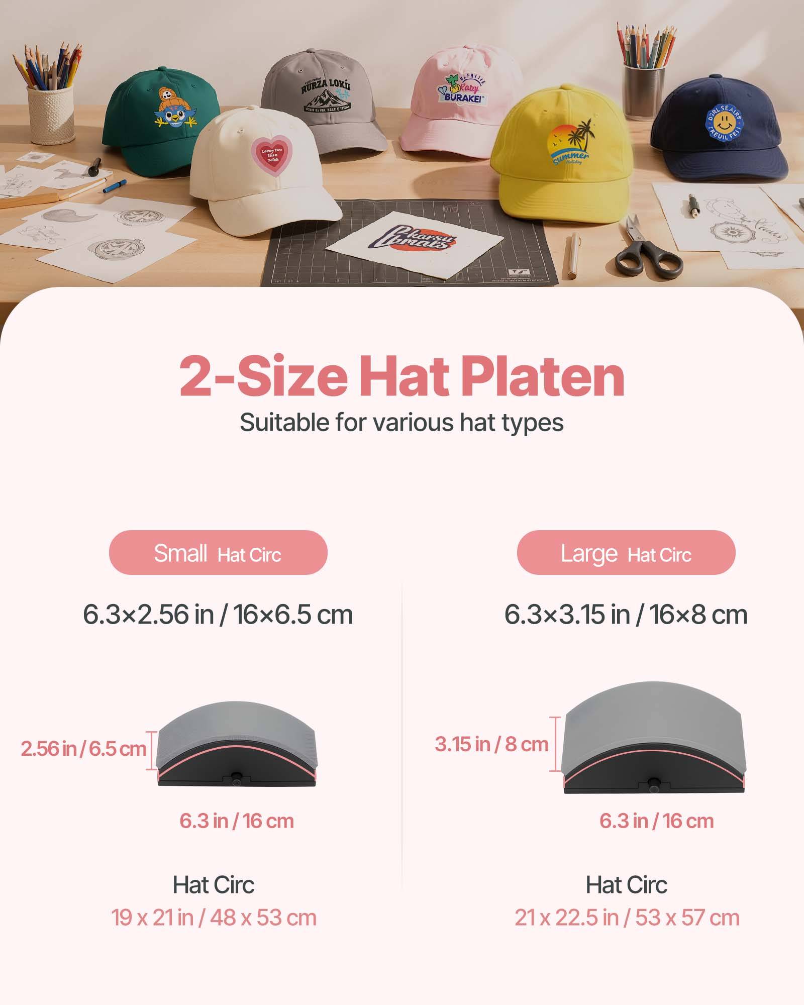 Vevor - VEVOR Presse à Chaud pour Casquettes Chapeaux avec 2 Platines pour HTV Rose - Image 3