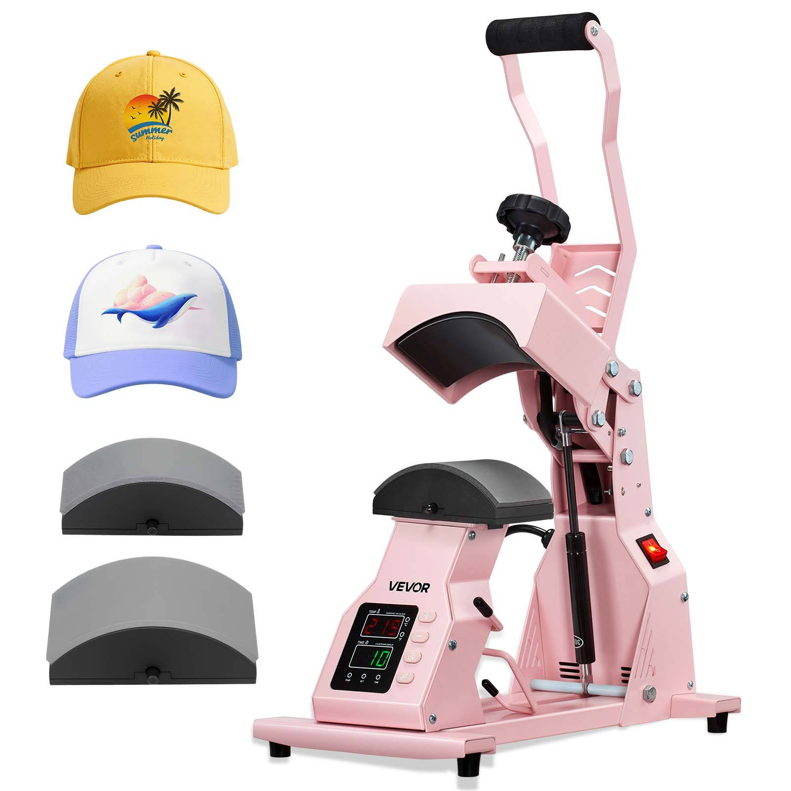 Vevor - VEVOR Presse à Chaud pour Casquettes Chapeaux avec 2 Platines pour HTV Rose - Image 1