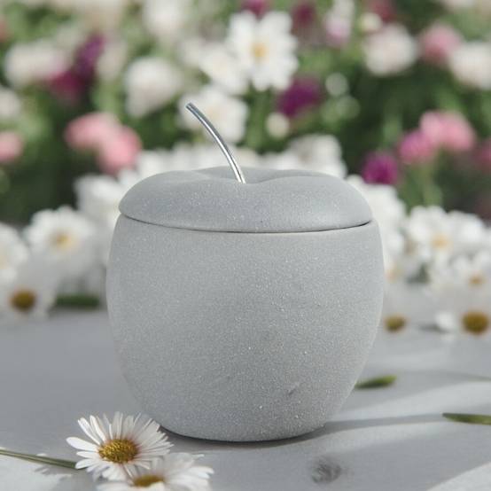 Brûle Parfum Pomme d'Amour - Brûleur Cire Parfumée – Diffuseur Parfum d'Ambiance – Bougeoir en Ciment - Haut: 12 cm - Zen'Arôme - Image 2