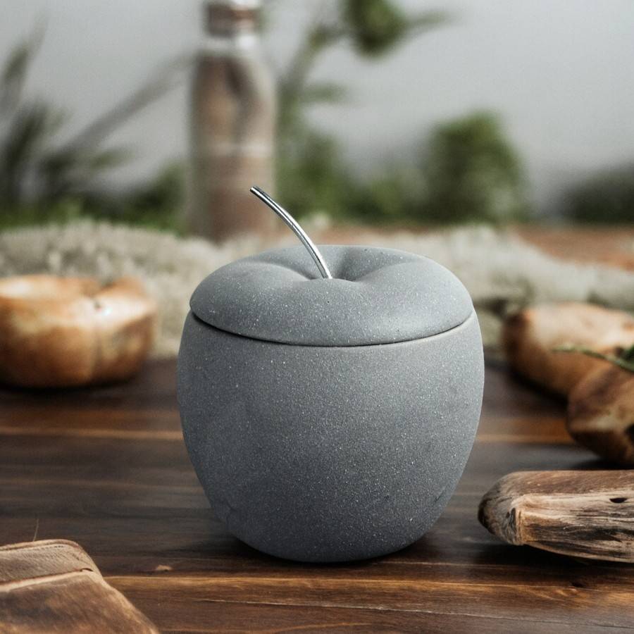 Brûle Parfum Pomme d'Amour - Brûleur Cire Parfumée – Diffuseur Parfum d'Ambiance – Bougeoir en Ciment - Haut: 12 cm - Zen'Arôme - Image 1
