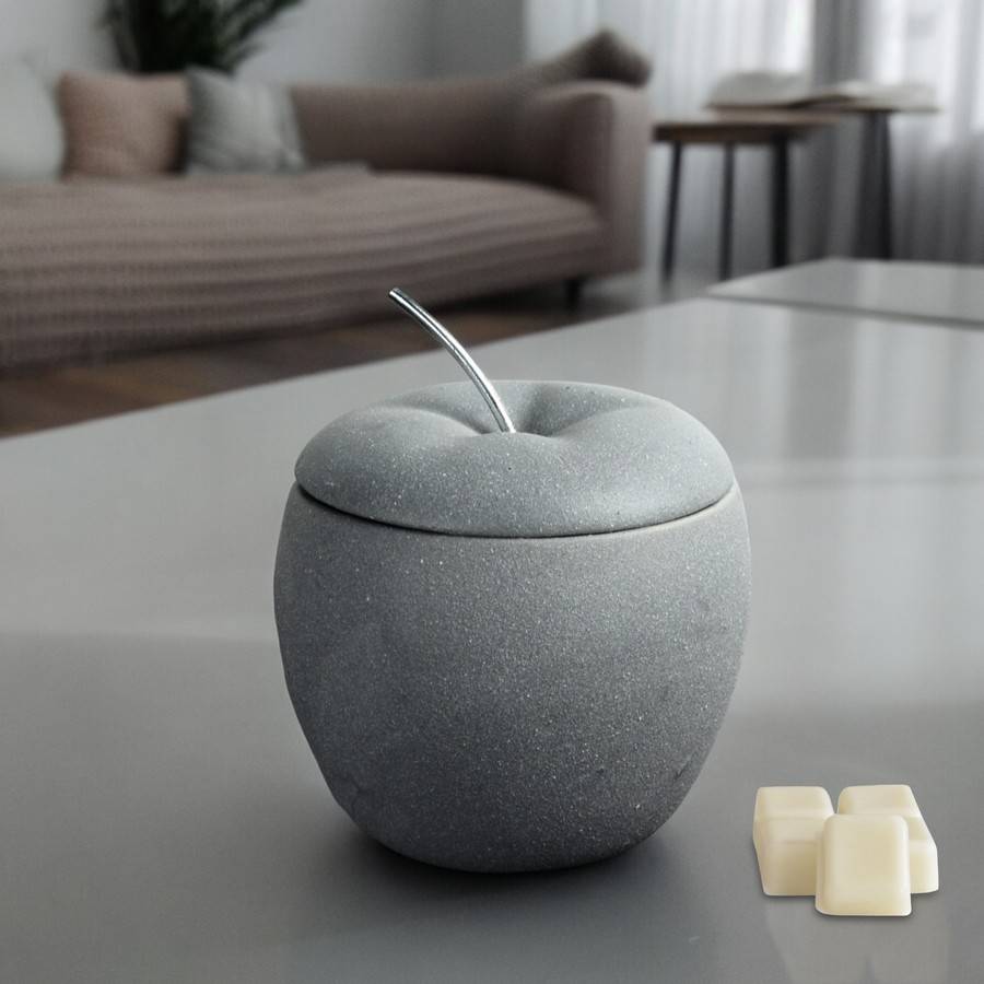 Brûle Parfum Pomme d'Amour - Brûleur Cire Parfumée – Diffuseur Parfum d'Ambiance – Bougeoir en Ciment - Haut: 12 cm - Zen'Arôme - Image 5