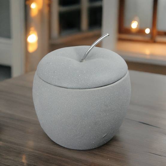 Brûle Parfum Pomme d'Amour - Brûleur Cire Parfumée – Diffuseur Parfum d'Ambiance – Bougeoir en Ciment - Haut: 12 cm - Zen'Arôme - Image 6
