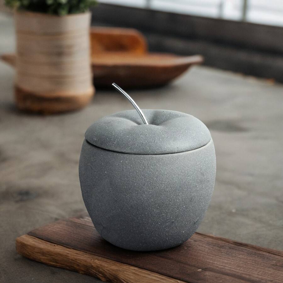 Brûle Parfum Pomme d'Amour - Brûleur Cire Parfumée – Diffuseur Parfum d'Ambiance – Bougeoir en Ciment - Haut: 12 cm - Zen'Arôme - Image 4