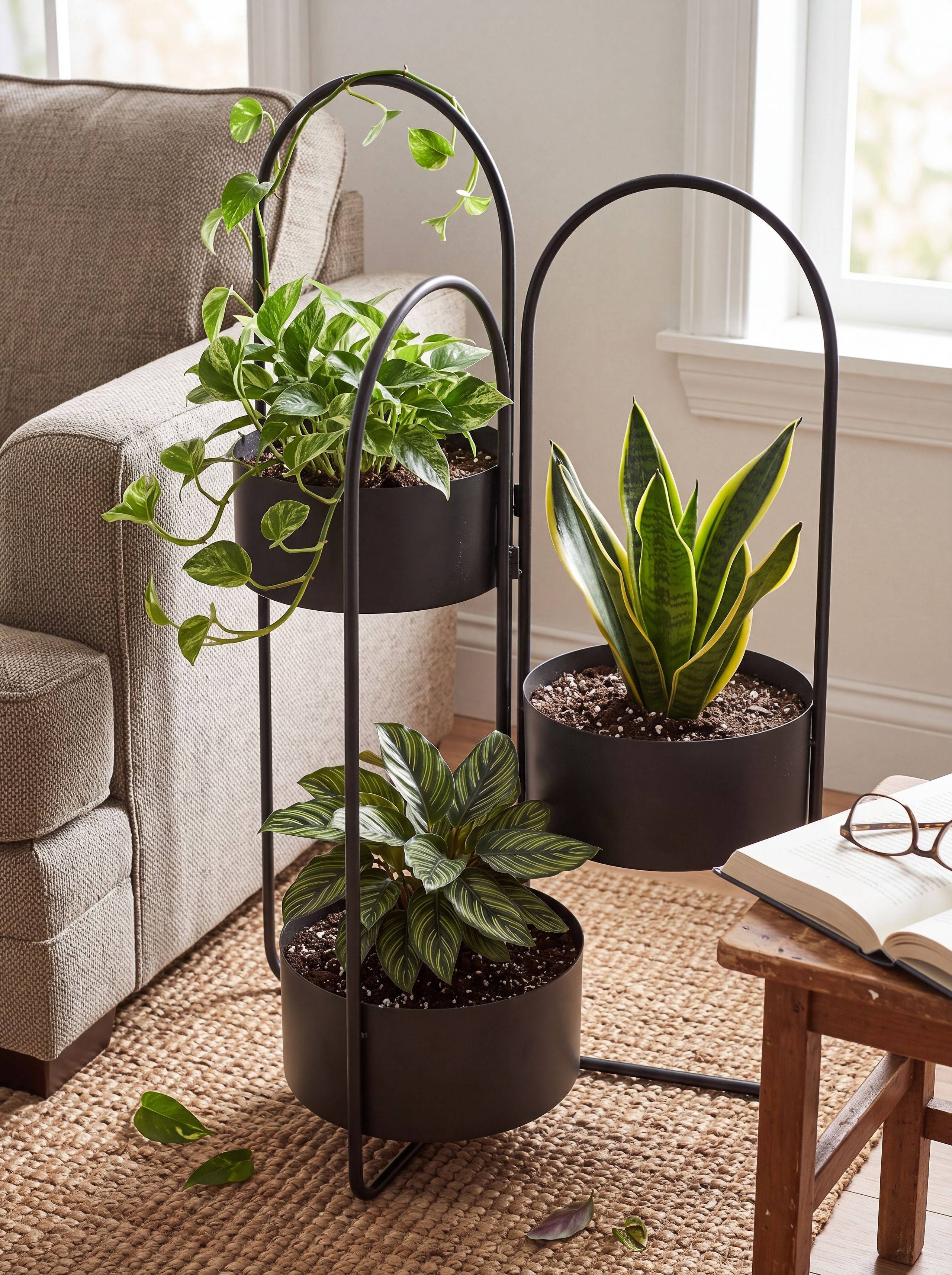 Beliani - Cache-pot d'intérieur Métal Noir COLUTENA - 56x26x75- Beliani