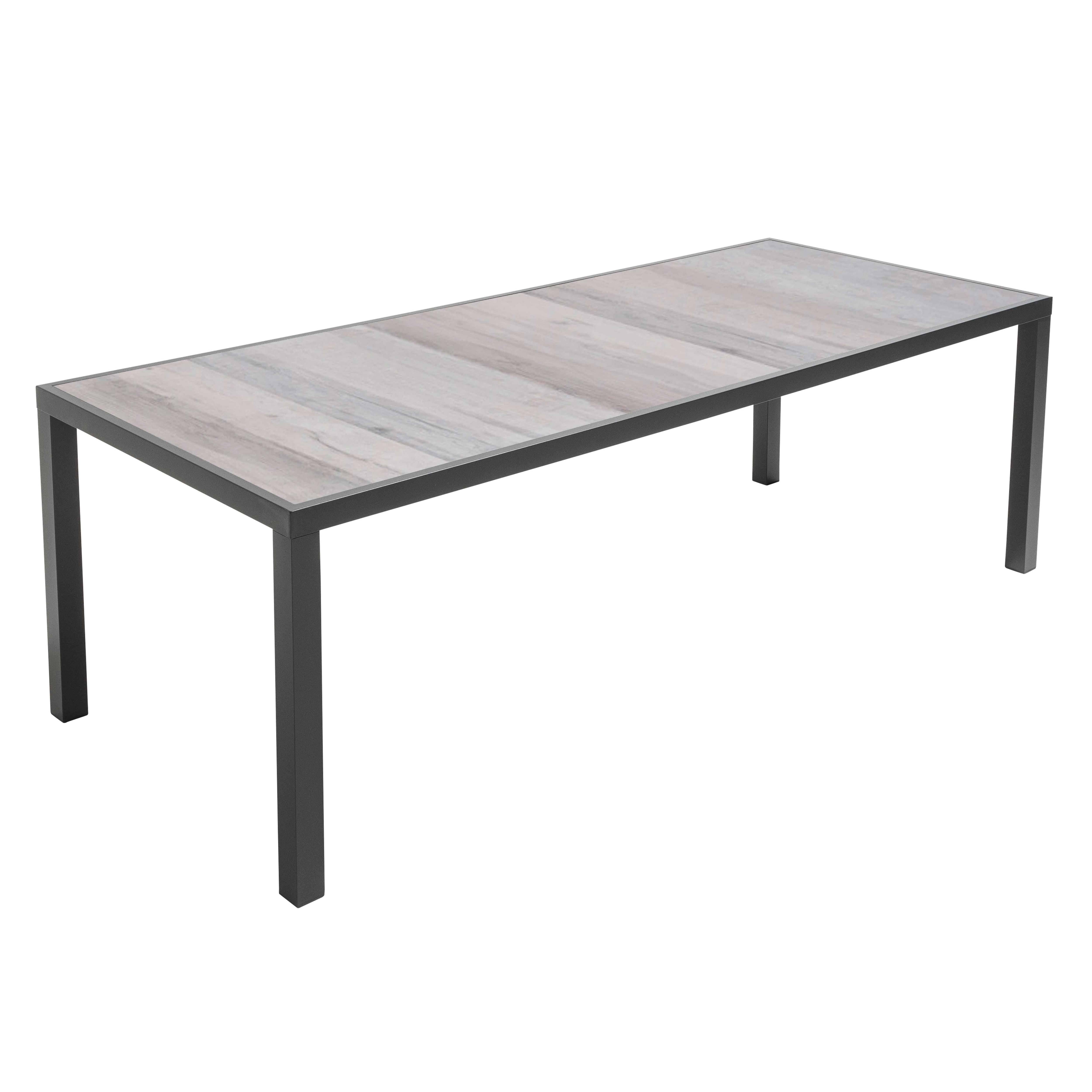 Oviala - Table de jardin en aluminium et céramique 10 places effet bois grisé - Oviala - Image 1
