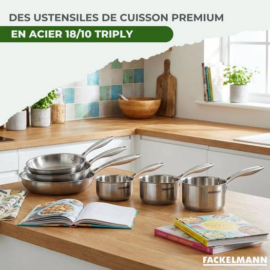 Batterie de cuisine avec 3 poêles 20/24/26 cm et 2 casseroles 14/18 cm sans PFAS Fackelmann Vita3 - Image 4