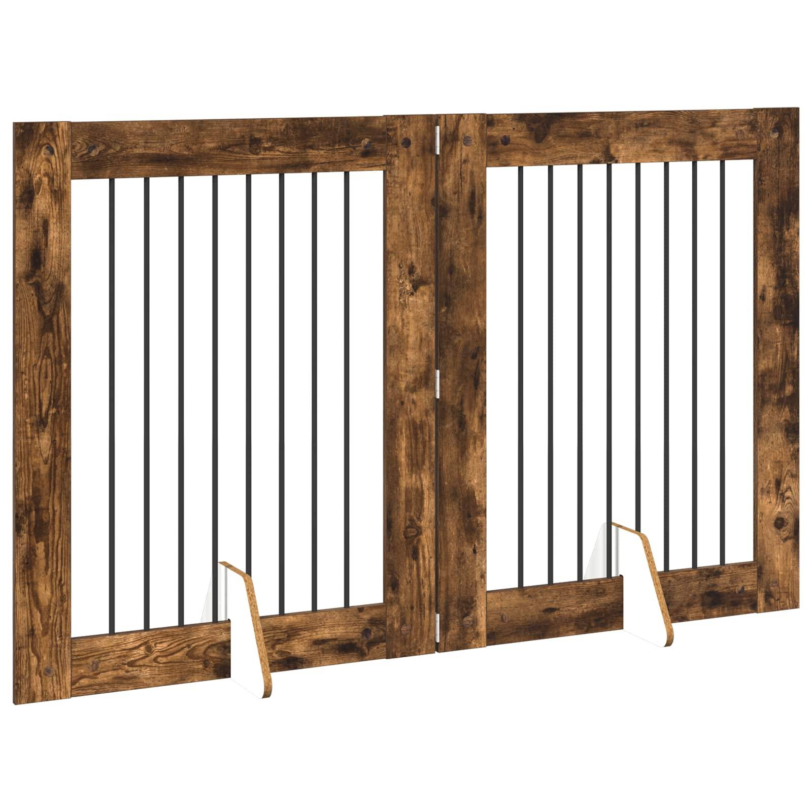 ComfortXL - Barrière chien pliable Bois d'ingénierie Intérieur 2 panneaux Chêne fumé 160,5cm - ComfortXL Outdoor Living - Image 3