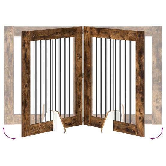 ComfortXL - Barrière chien pliable Bois d'ingénierie Intérieur 2 panneaux Chêne fumé 160,5cm - ComfortXL Outdoor Living - Image 7