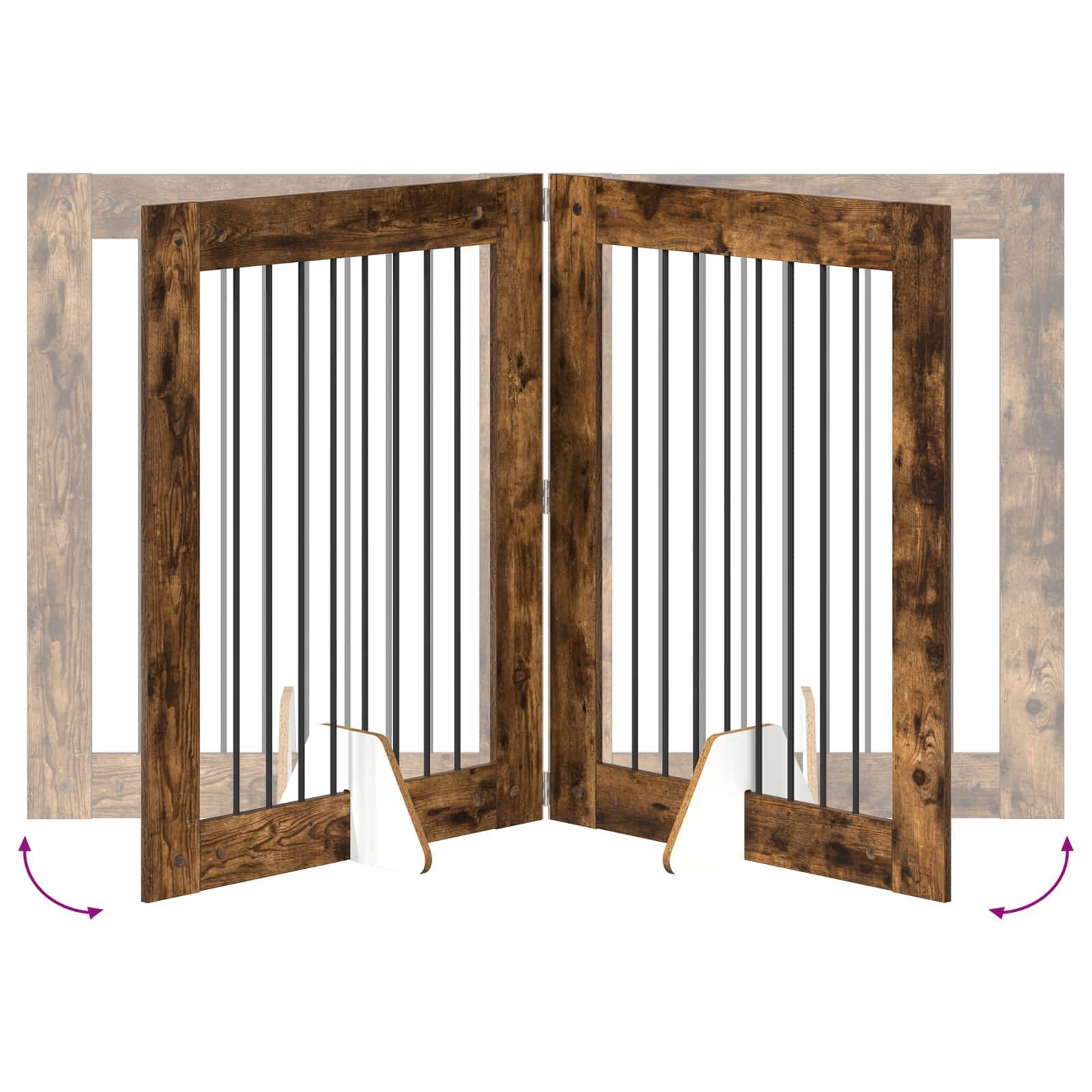 ComfortXL - Barrière chien pliable Bois d'ingénierie Intérieur 2 panneaux Chêne fumé 160,5cm - ComfortXL Outdoor Living - Image 7