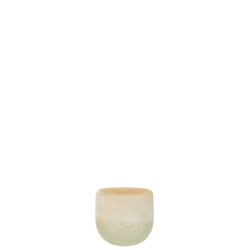Photophore en verre beige 10.5x10.5x9.5 cm - J-Line