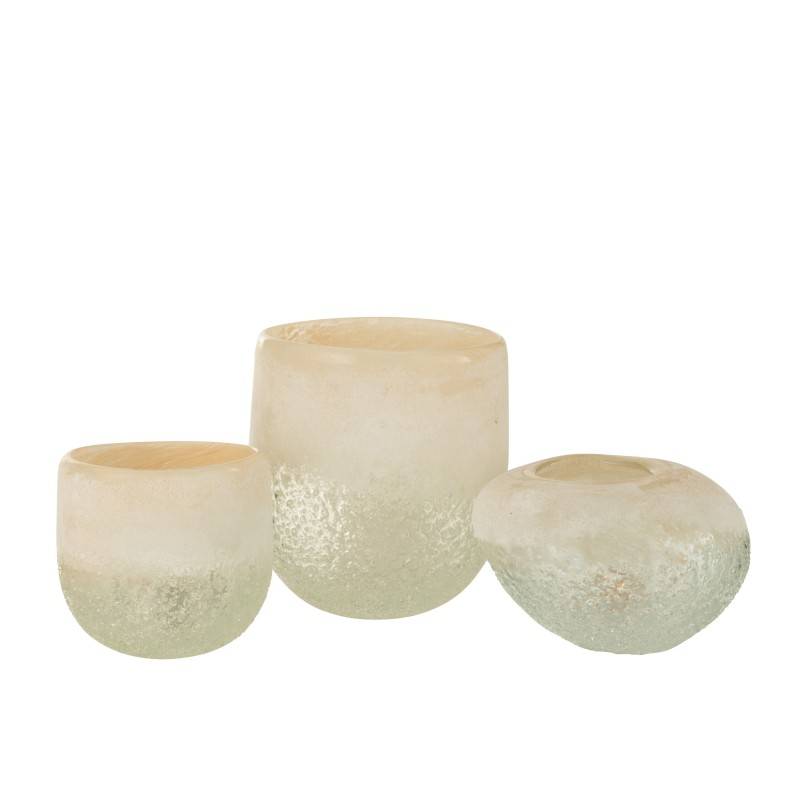 Photophore en verre beige 10.5x10.5x9.5 cm - J-Line - Image 3