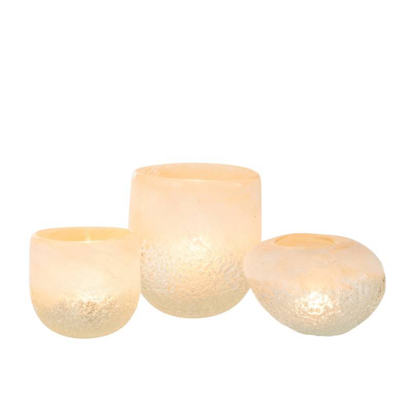 Photophore en verre beige 10.5x10.5x9.5 cm - J-Line - Image 4