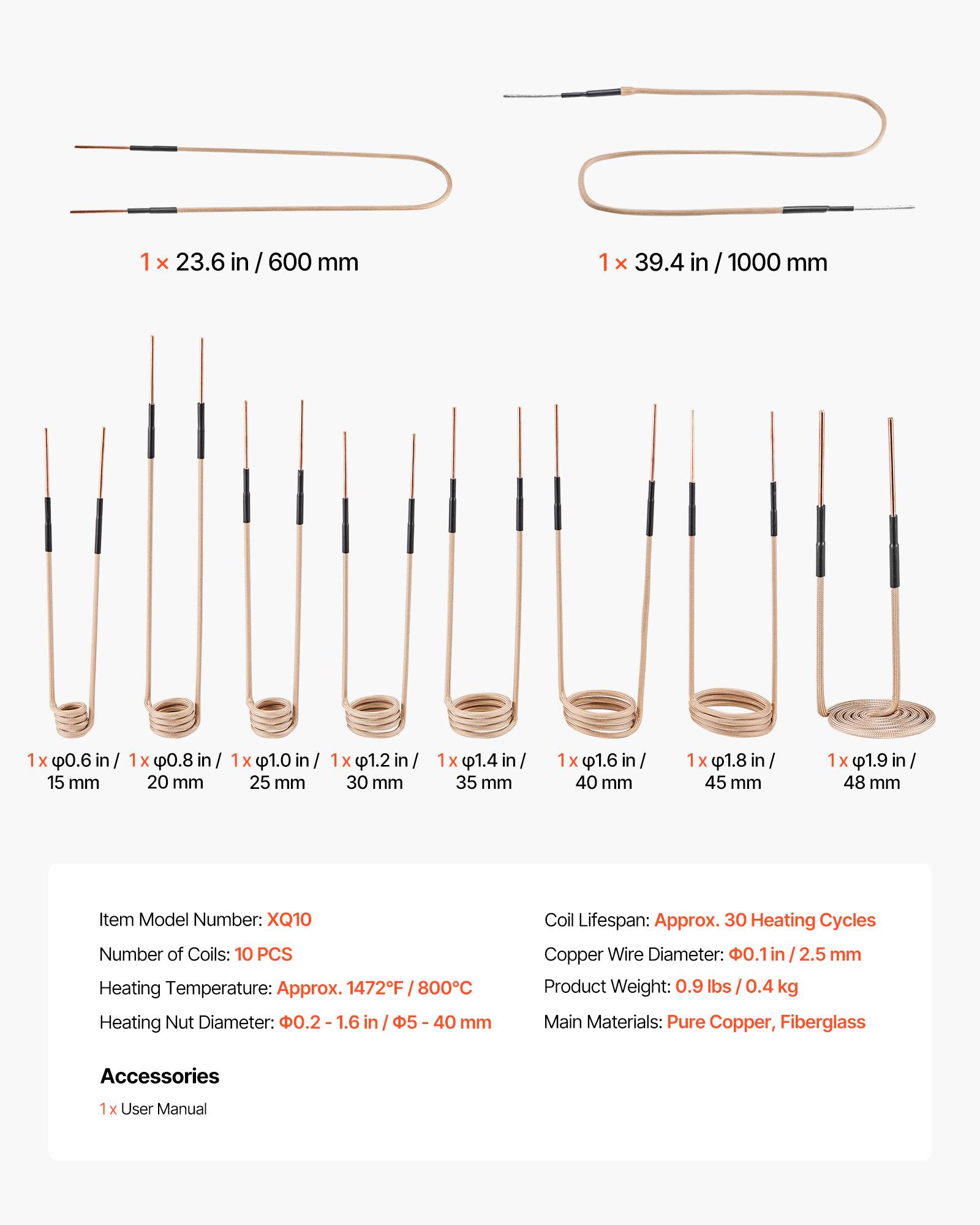 Vevor - VEVOR Kit de Bobines de Chauffage par Induction Magnétique 10PCs Entretien - Image 7