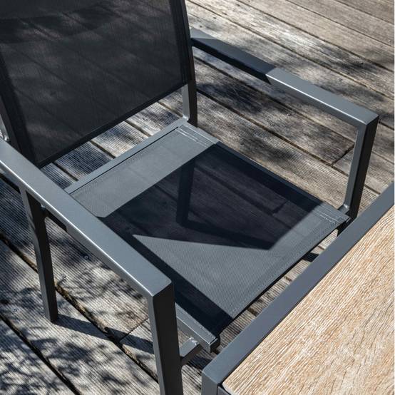 Oviala - Fauteuil de jardin aluminium et textilène gris Nice - Oviala - Image 3