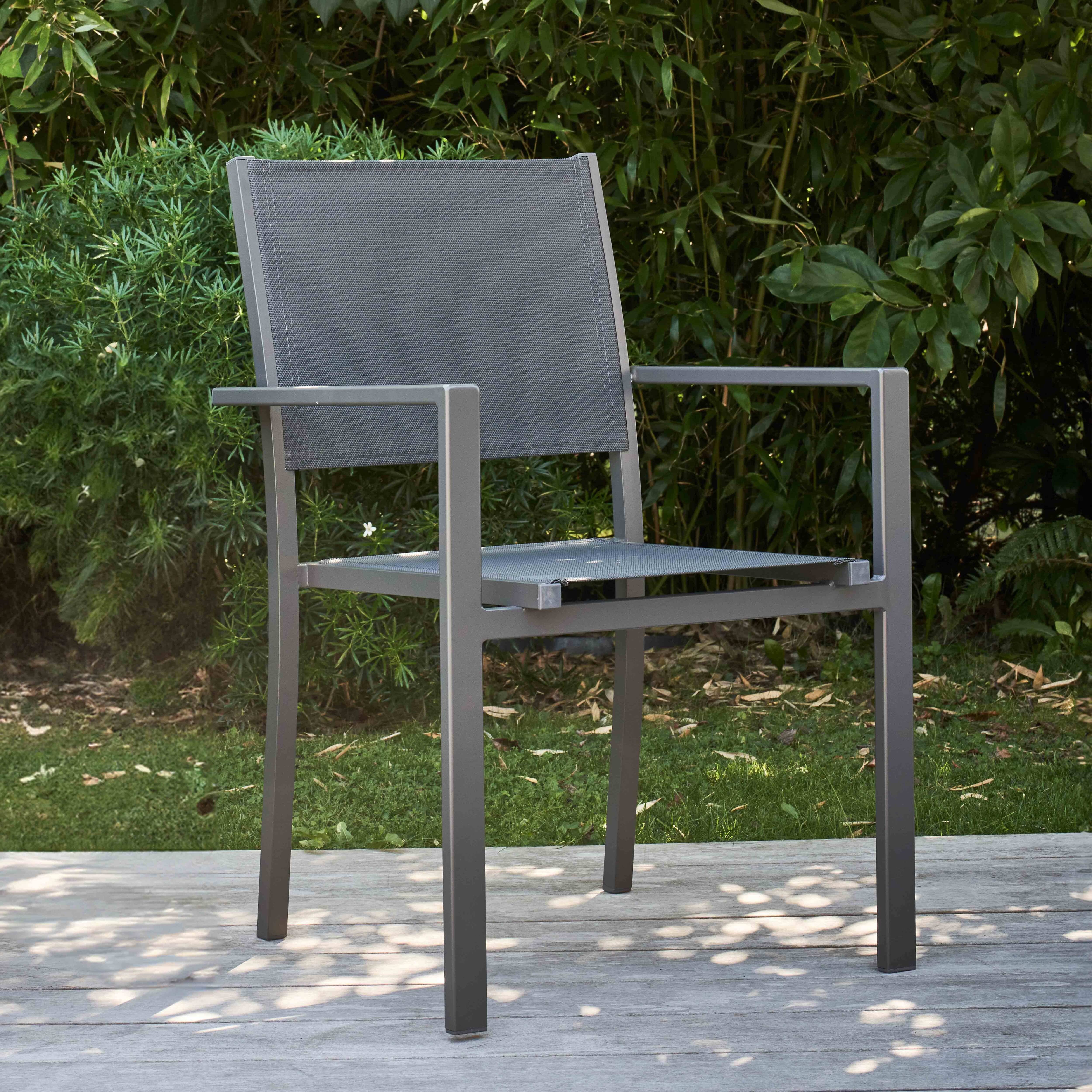Oviala - Fauteuil de jardin aluminium et textilène gris Nice - Oviala - Image 2