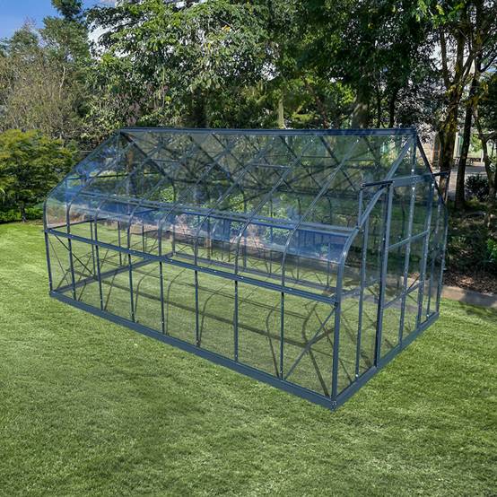 Serre de jardin 14,52m² aluminium anthracite verre trempé 4mm Comtesse Green Protect - Image 5