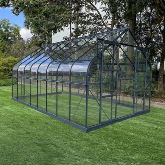 Serre de jardin 14,52m² aluminium anthracite verre trempé 4mm Comtesse Green Protect - Image 3
