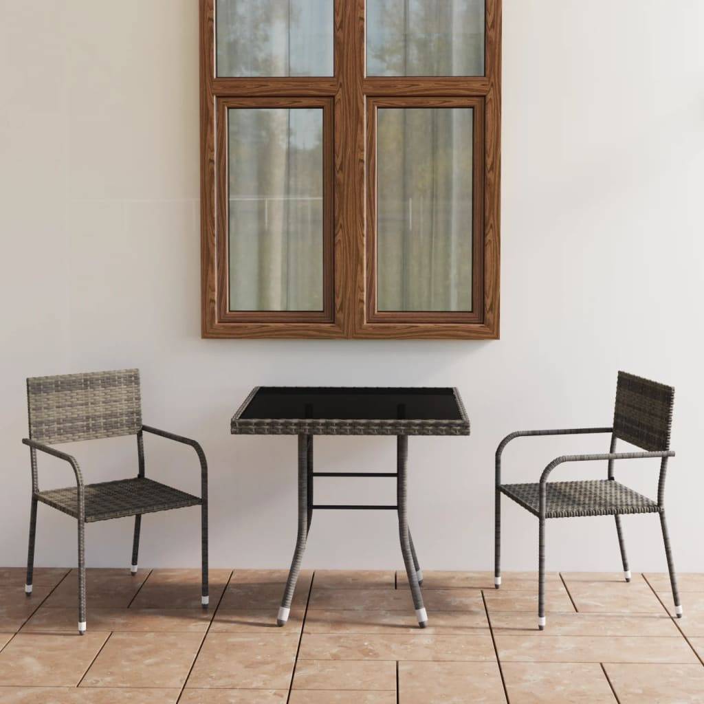 Vidaxl - Ensemble à manger de jardin 3pcs Résine tressée Anthracite gris vidaXL 3059441 - Image 1