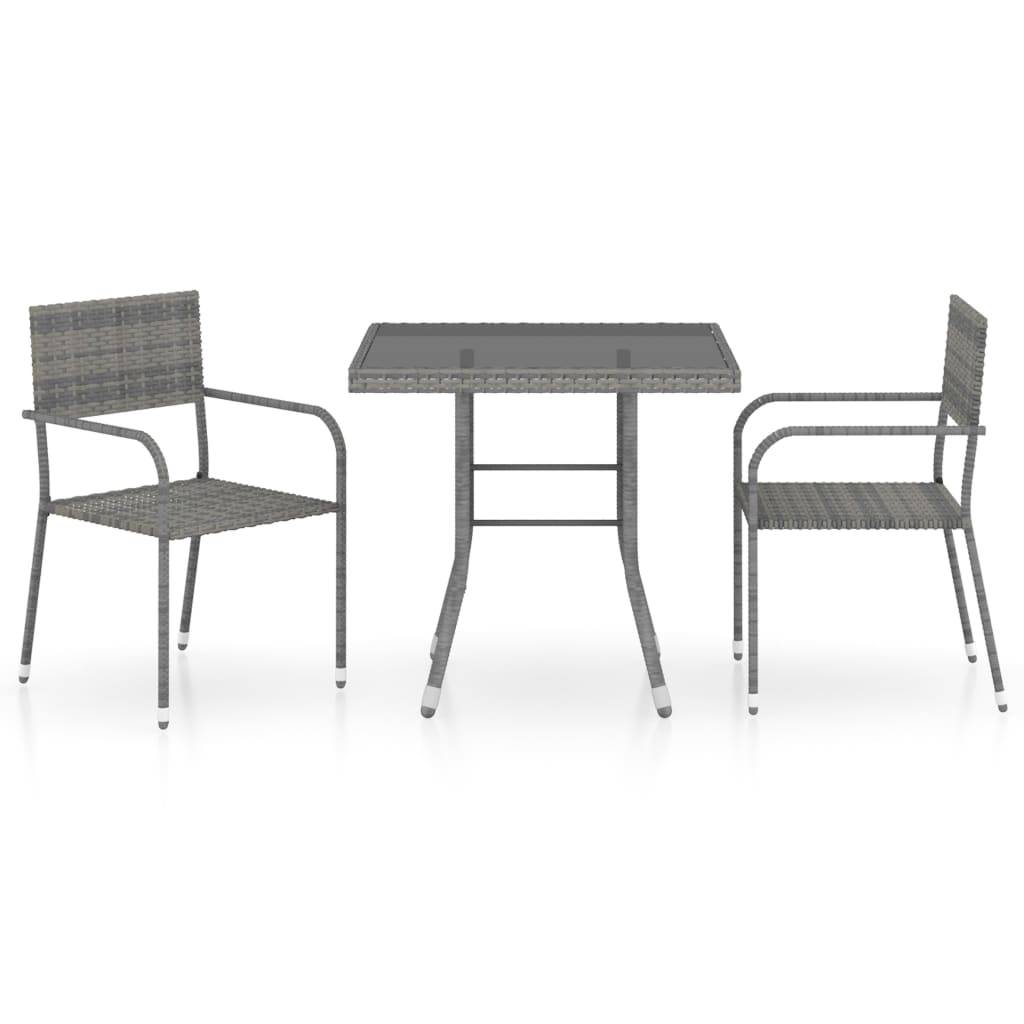 Vidaxl - Ensemble à manger de jardin 3pcs Résine tressée Anthracite gris vidaXL 3059441 - Image 2