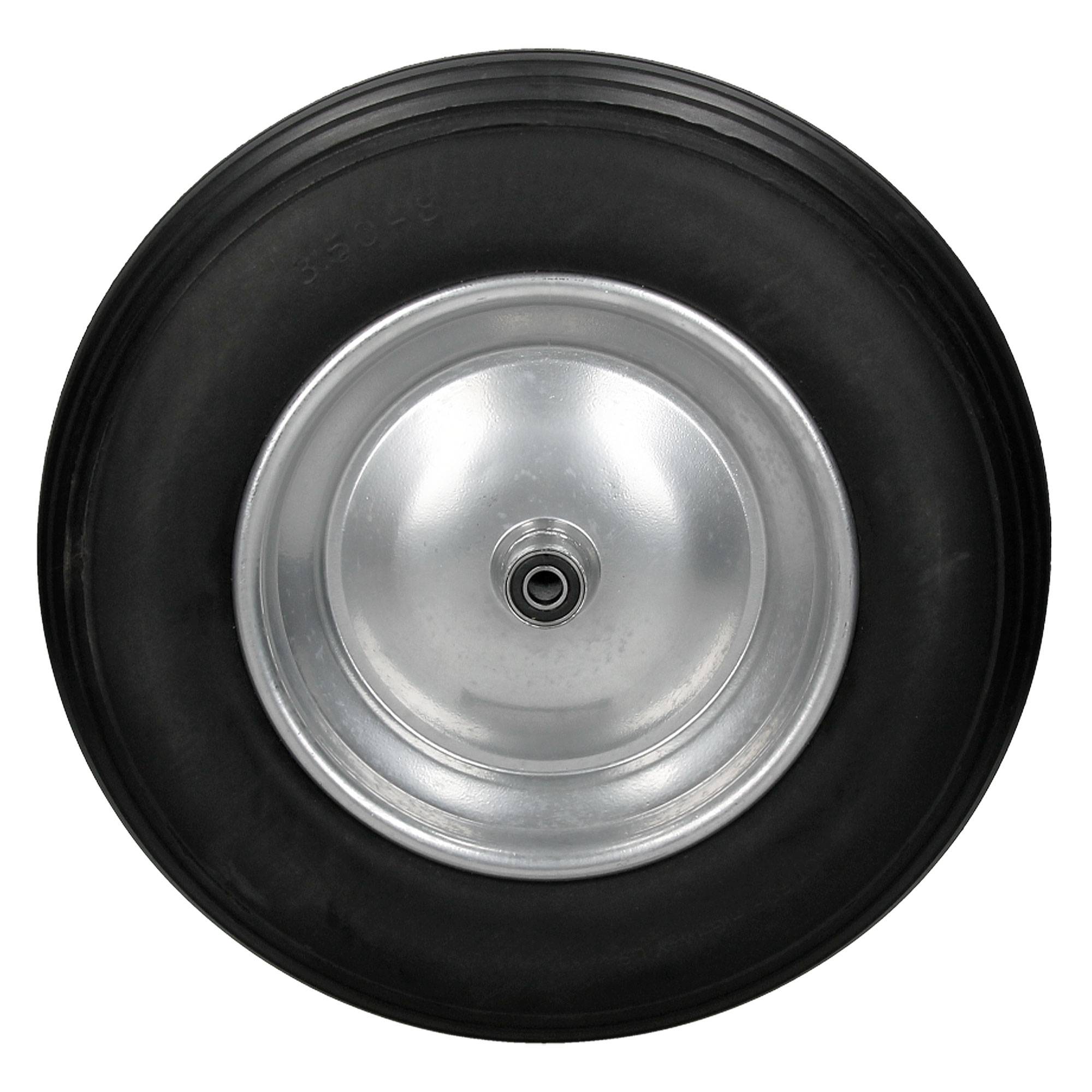 Roue de secours brouette 3.50-8 Ø 350 mm PU pleine en caoutchouc axe inclus - Image 2