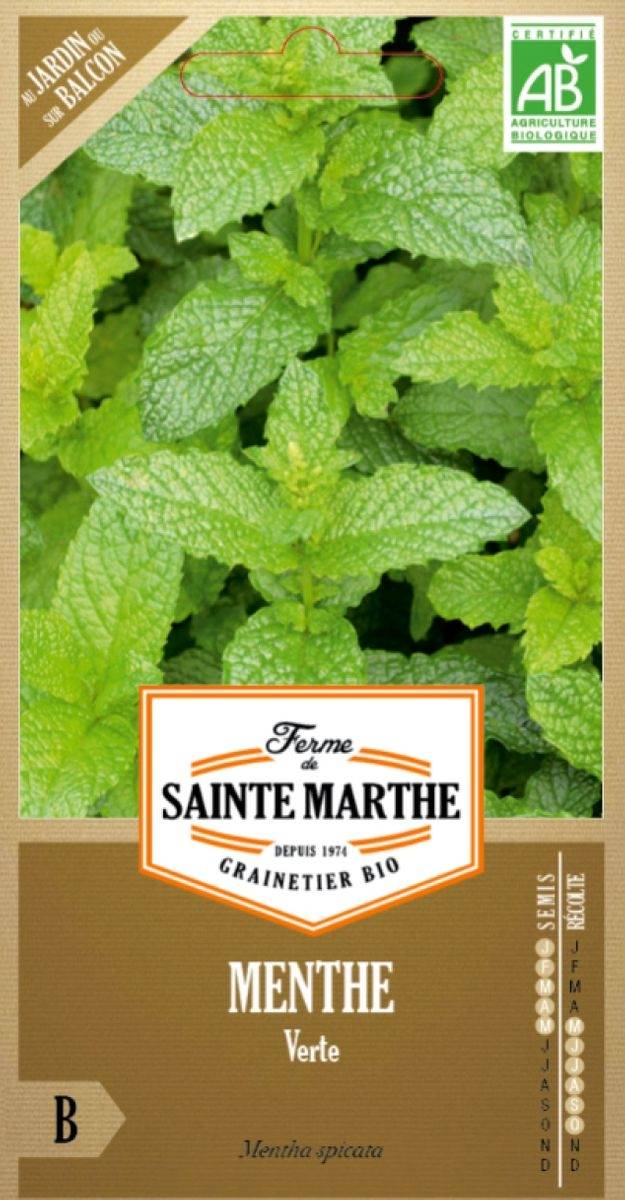 Promesse de Fleurs - Menthe verte BIO - Mentha Spicata - Ferme de Sainte Marthe le sachet de 1500 graines environ (0,1g)
