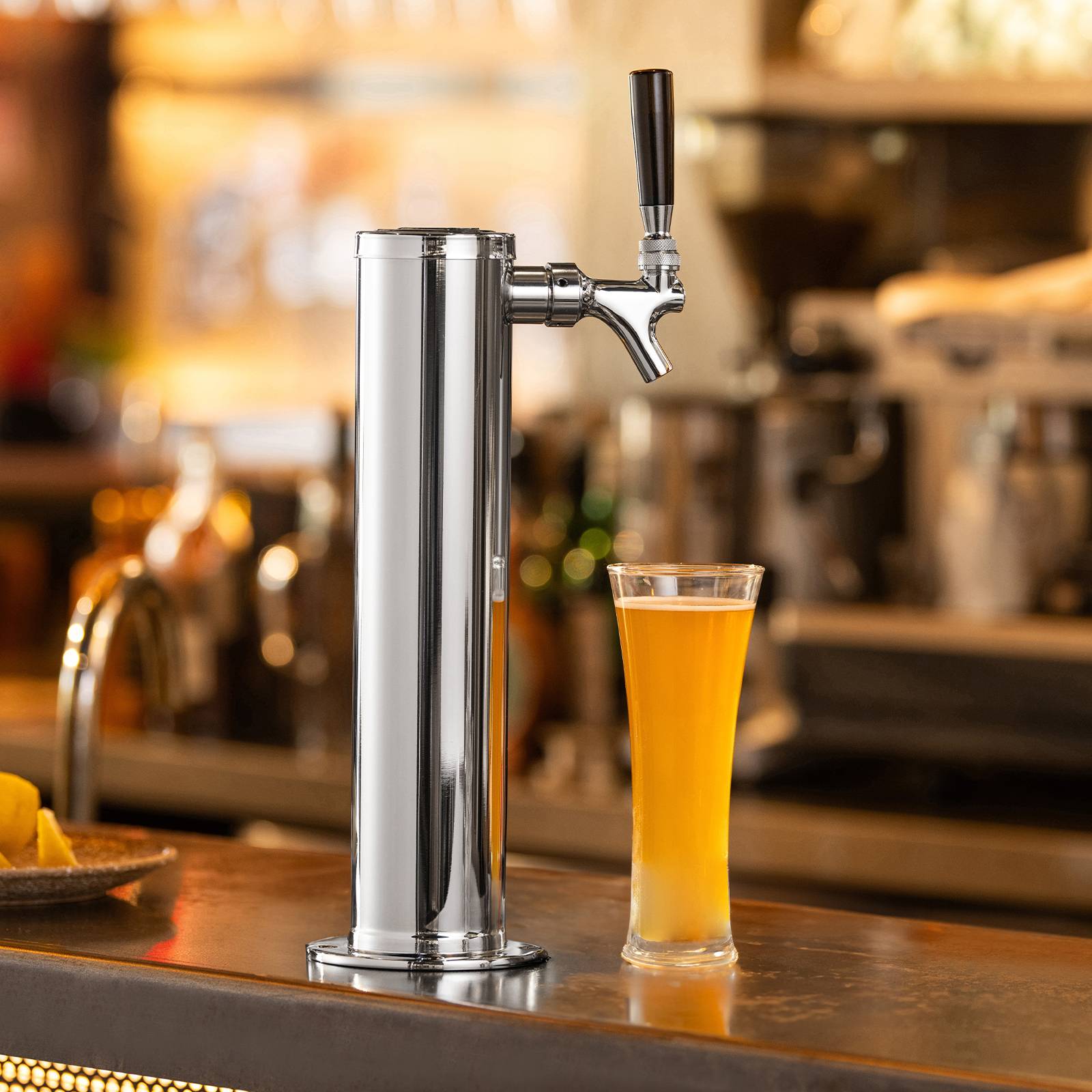VEVOR Kit colonne bière 1 robinet, inox, régulateur double jauge W21,8. Coupleur système A, plateau égouttage. - Image 8