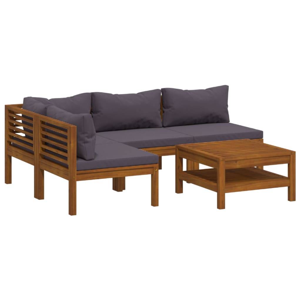 Vidaxl - Salon de jardin 5 pcs avec coussin Bois d'acacia solide vidaXL 3086919 - Image 2