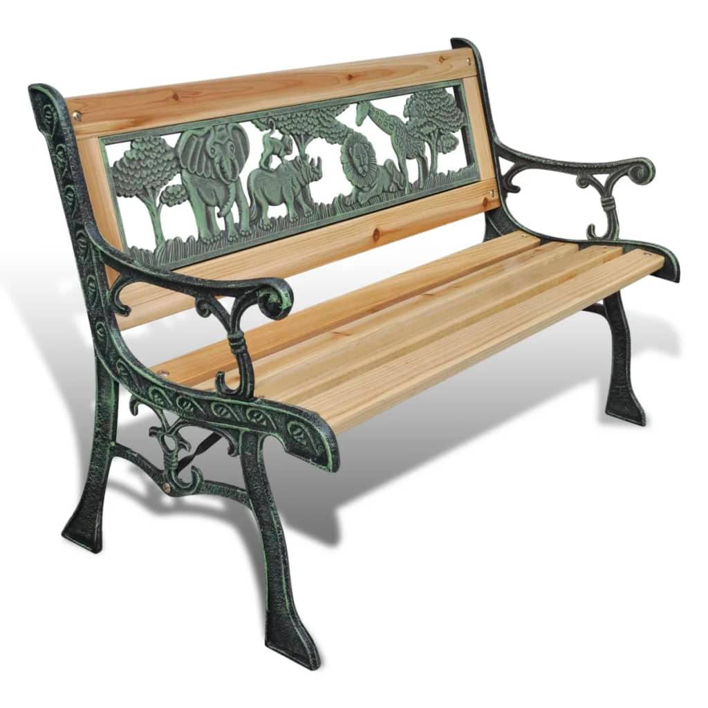ComfortXL - Banc de Jardin Enfant Bois et Fer Motif Animaux pour Extérieur Bronze 84 cm – ComfortXL Outdoor Living - Image 1