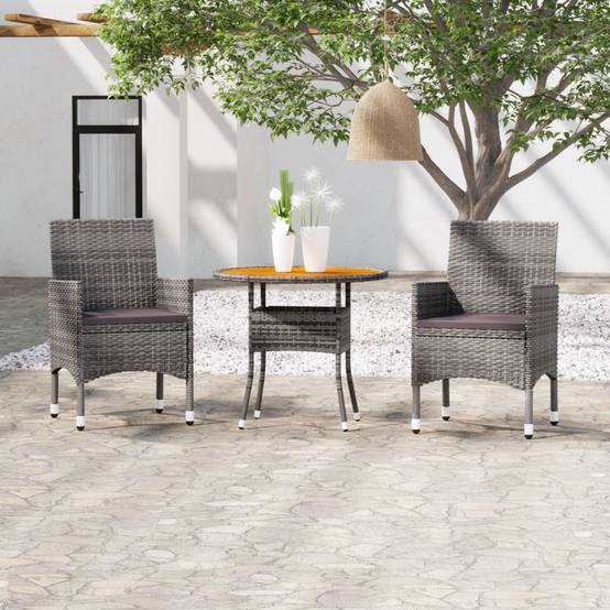 Vidaxl - Ensemble à manger de jardin 3 pcs Résine tressée Gris vidaXL 3058483 - Image 1