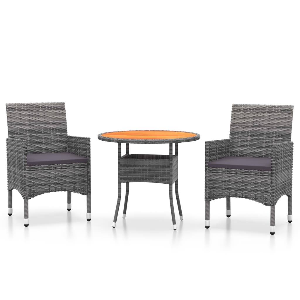 Vidaxl - Ensemble à manger de jardin 3 pcs Résine tressée Gris vidaXL 3058483 - Image 2