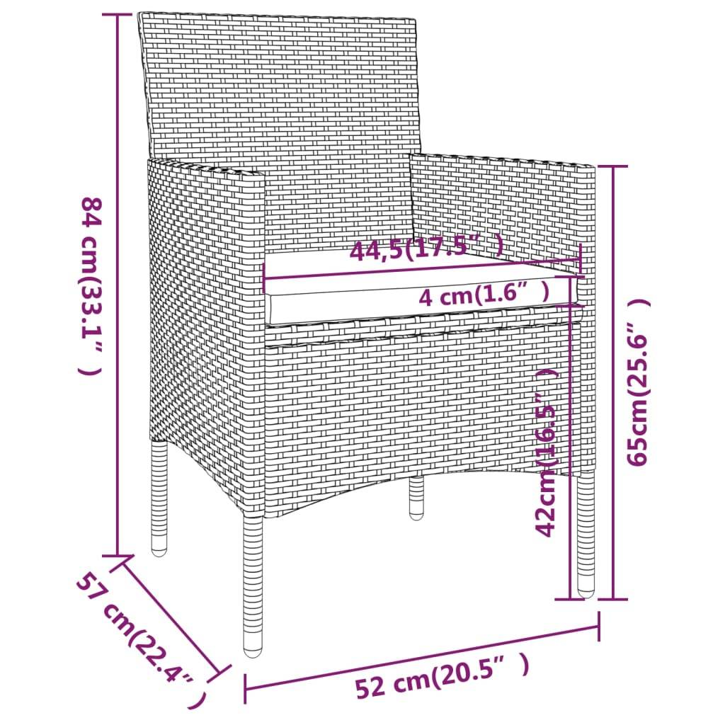 Vidaxl - Ensemble à manger de jardin 3 pcs Résine tressée Gris vidaXL 3058483 - Image 3