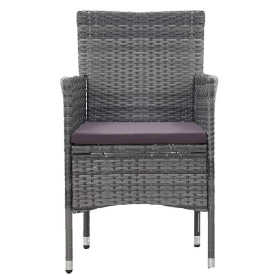 Vidaxl - Ensemble à manger de jardin 3 pcs Résine tressée Gris vidaXL 3058483 - Image 5