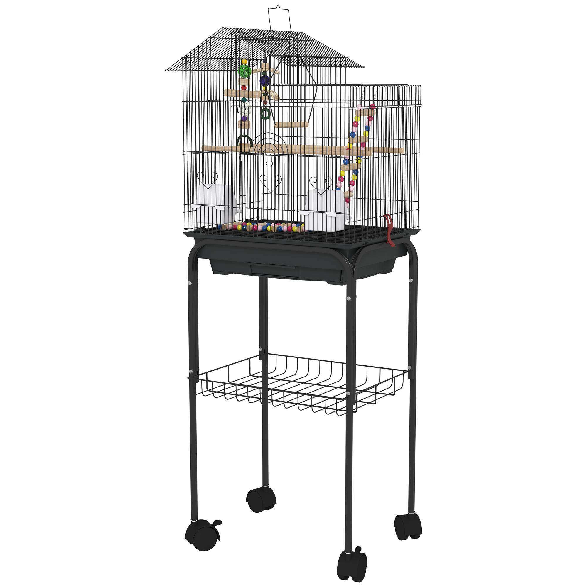 Cage à oiseaux acier noir 46 x 36 x 120 cm - PANGIVO - Image 2