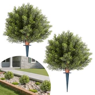VEVOR Boule Cyprès Topiaire Artificiel d'Extérieur avec Piquets 406 mm Lot de 2
