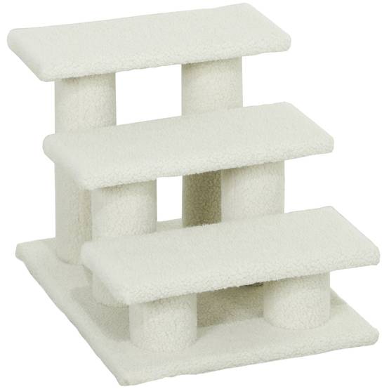 Escalier chat 3 marches, escalier chien, animaux, peluche, 45x35x34cm, beige - Image 2