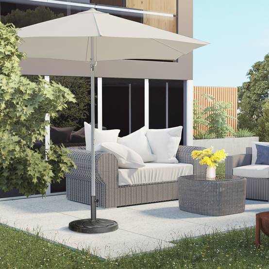 Pied parasol rond résine acier jardin extérieur maintien robuste Ø53.5cm bronze - ComfortXL Outdoor Living - Image 8