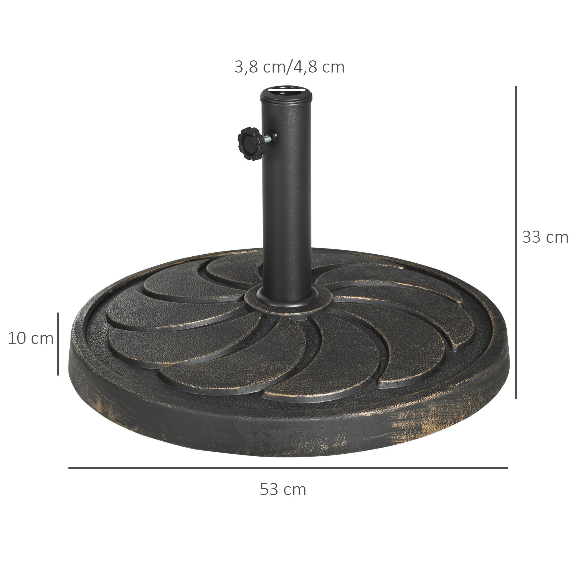 Pied parasol rond résine acier jardin extérieur maintien robuste Ø53.5cm bronze - ComfortXL Outdoor Living - Image 5