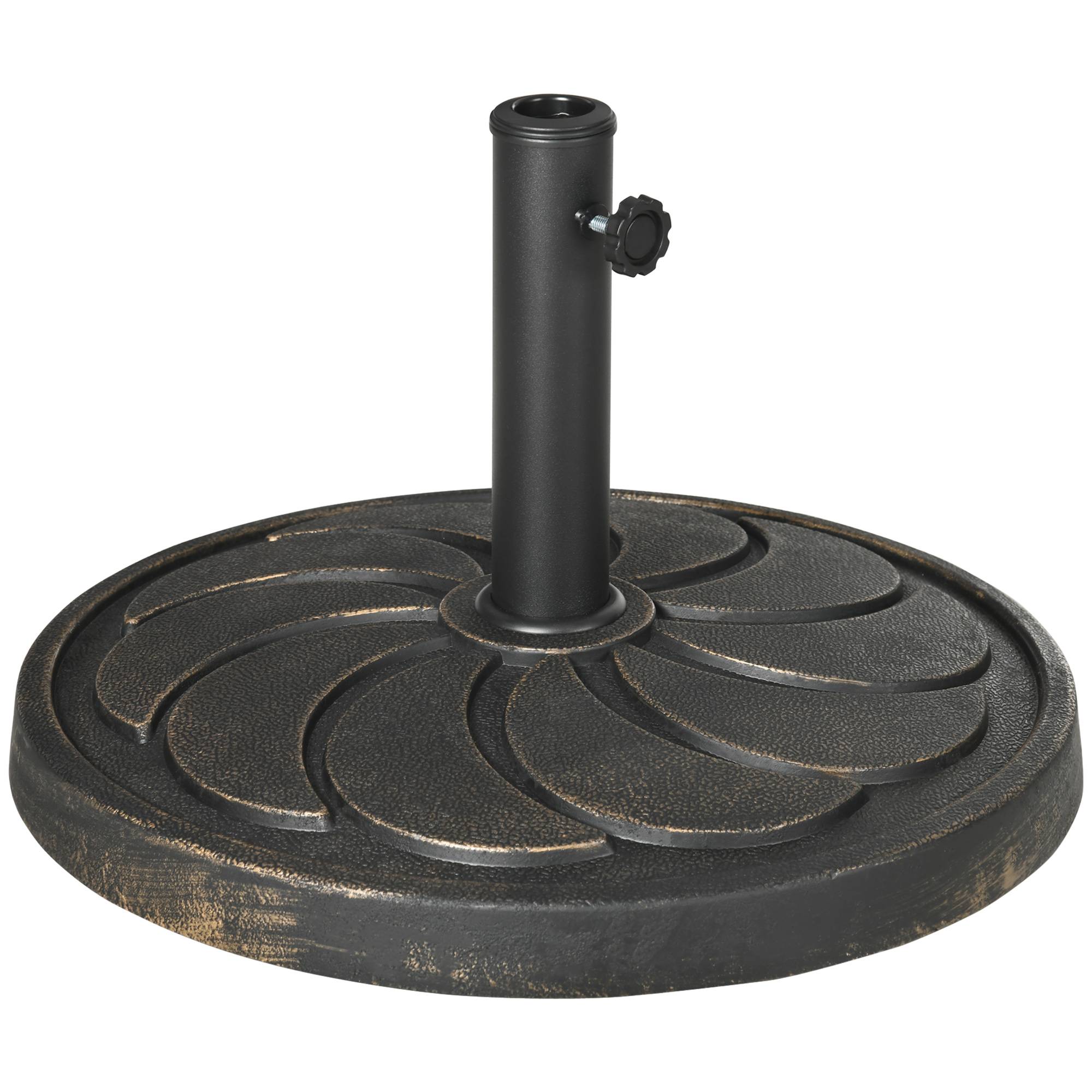 Pied parasol rond résine acier jardin extérieur maintien robuste Ø53.5cm bronze - ComfortXL Outdoor Living - Image 1