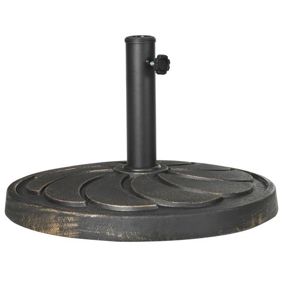Pied parasol rond résine acier jardin extérieur maintien robuste Ø53.5cm bronze - ComfortXL Outdoor Living - Image 2