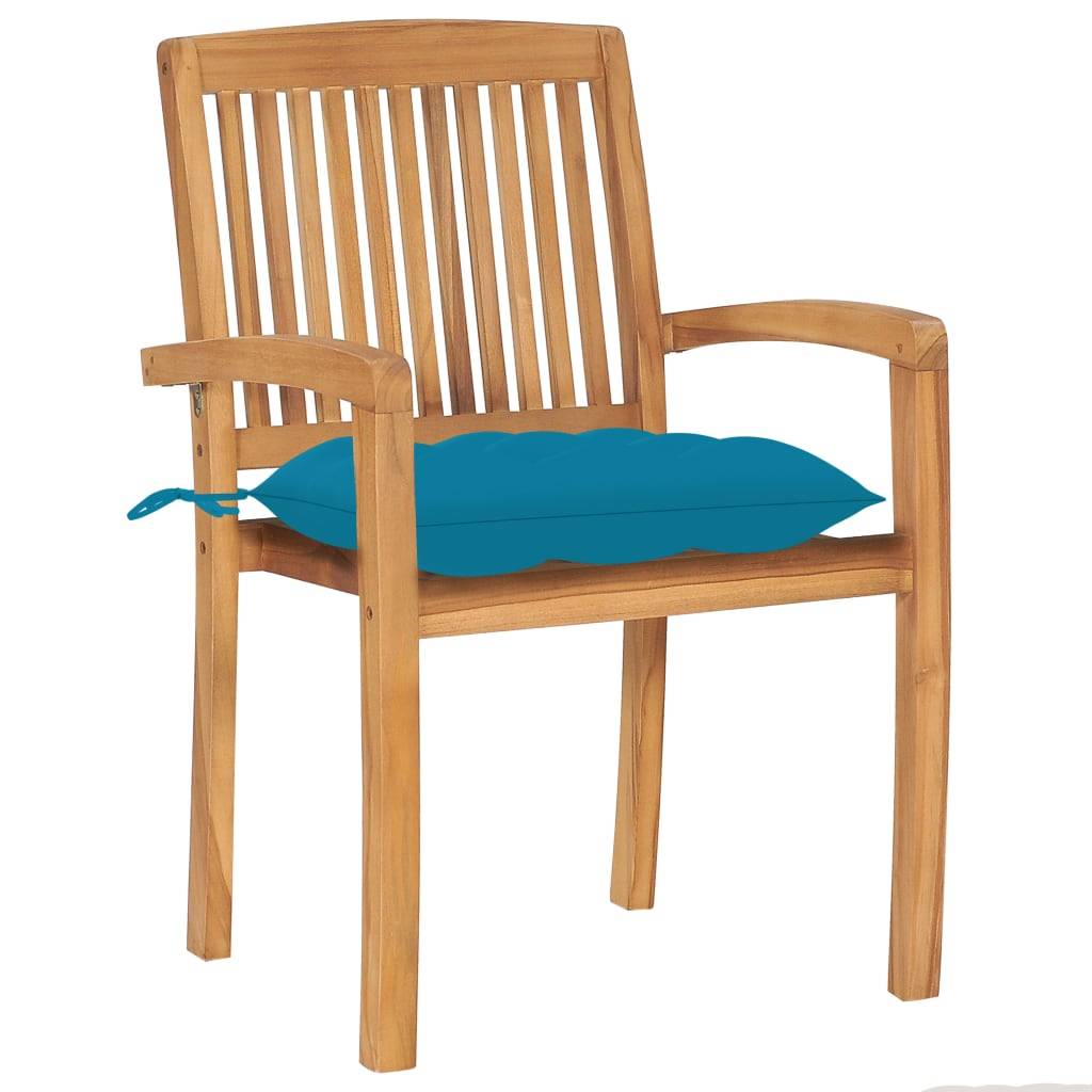 PANGIVO - Chaises de jardin empilables teck bleu clair 60 x 57.5 x 90 cm - PANGIVO - Image 3