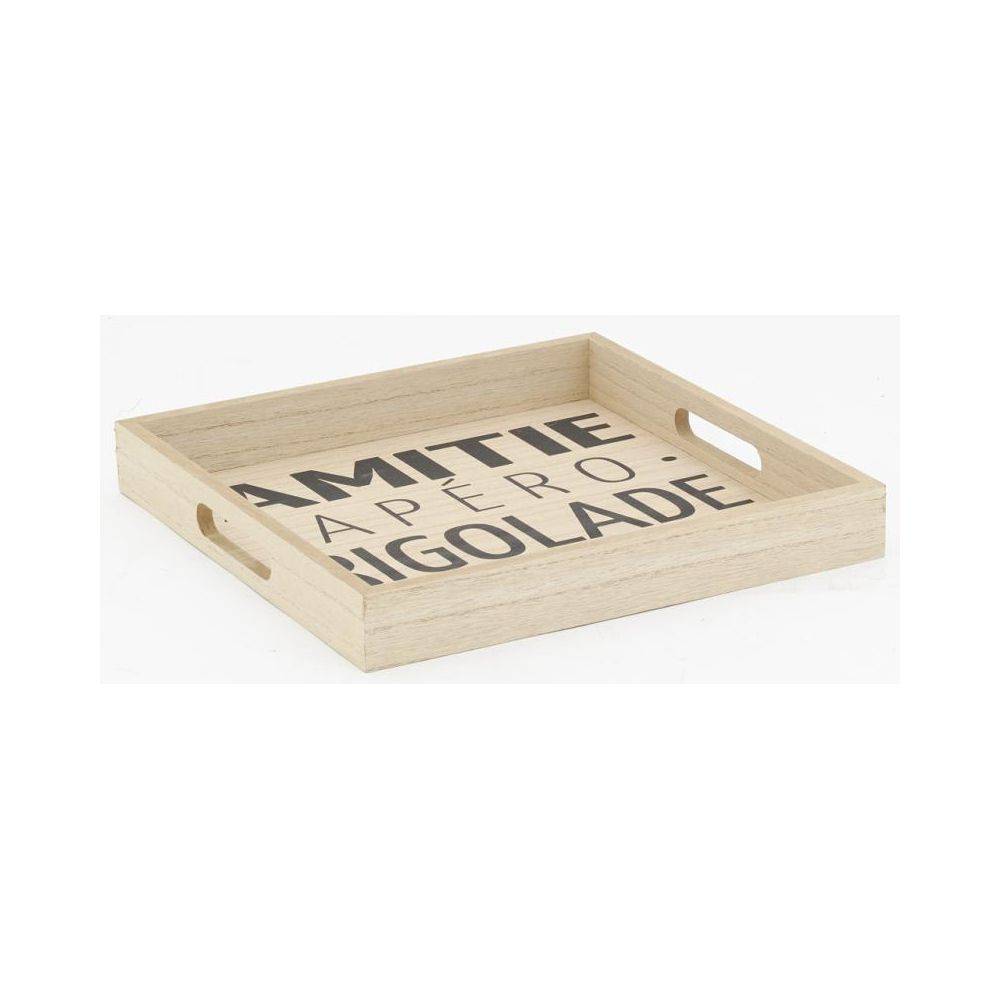 Aubry Gaspard - Plateau carré en bois naturel APERO Plateau - Image 2