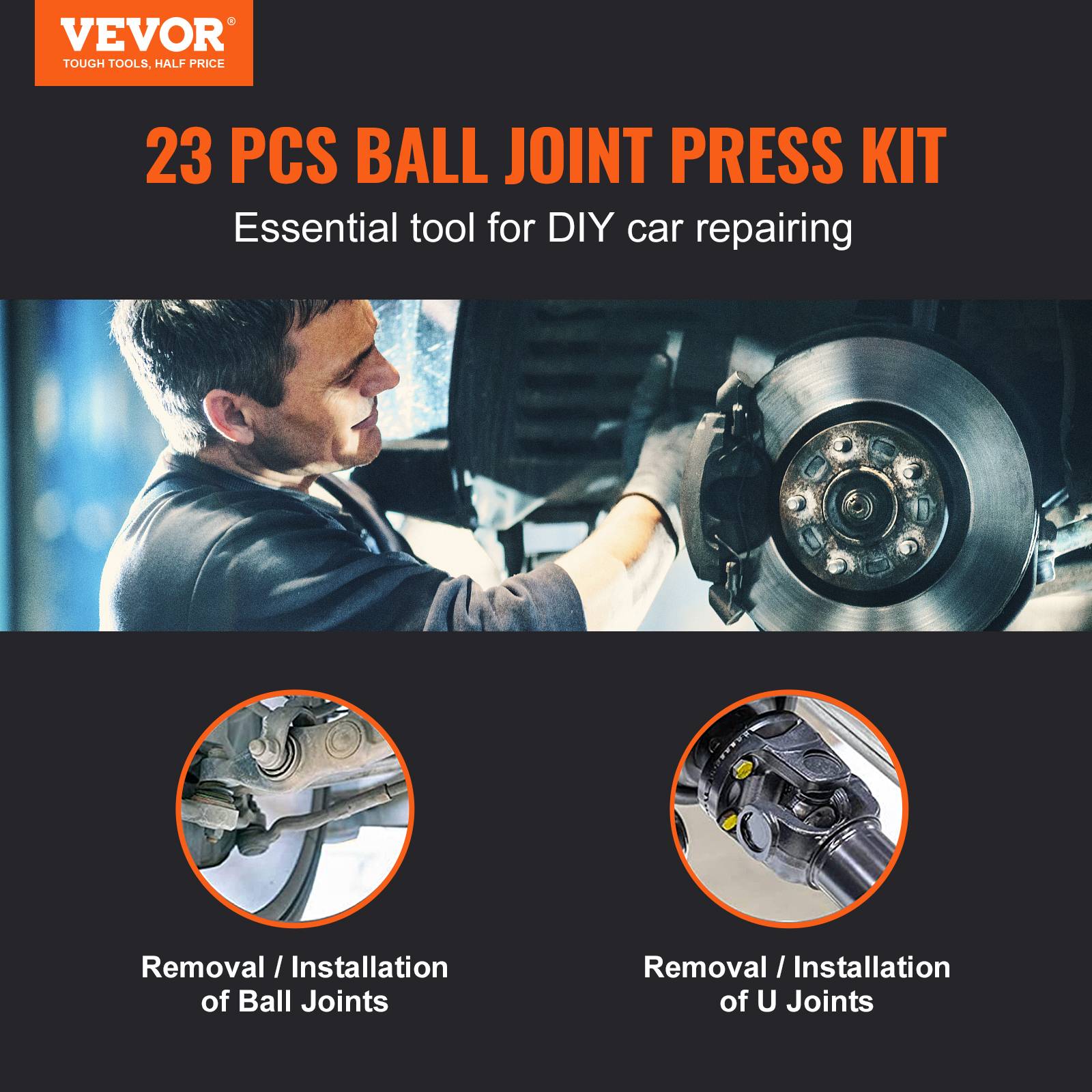VEVOR Extracteur joint rotule 23 pièces, acier, multi-tailles, 2WD/4WD. - Image 2