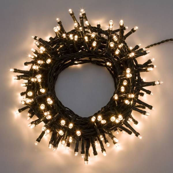 Lotti - Guirlande lumineuse 24,5M 600 LED blanc chaud 8 jeux mémoire timer verte IP44 Lotti - Image 10