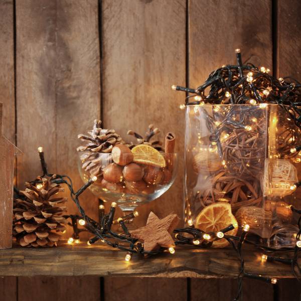 Lotti - Guirlande lumineuse 24,5M 600 LED blanc chaud 8 jeux mémoire timer verte IP44 Lotti - Image 8