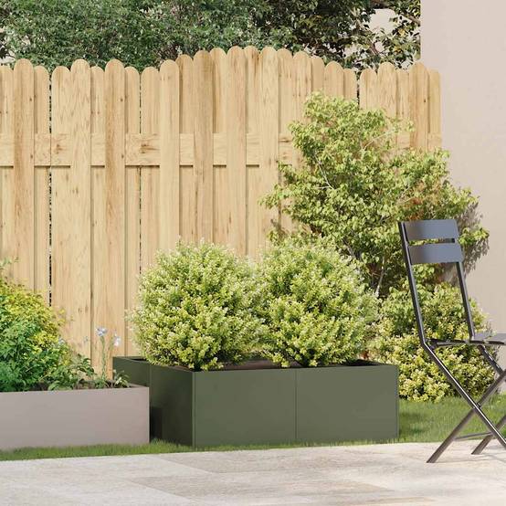 Jardinière acier vert olive 80 x 80 x 30 cm - PANGIVO - Image 3