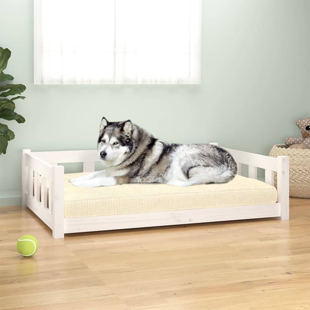 Vidaxl - Lit pour chien blanc 105,5x75,5x28 cm bois de pin solide vidaXL 820203 - Image 1