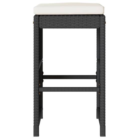 Tabourets de Bar Extérieur Résine Tressée avec Coussins pour Terrasse Lot de 4 Noir – ComfortXL Outdoor Living - Image 4