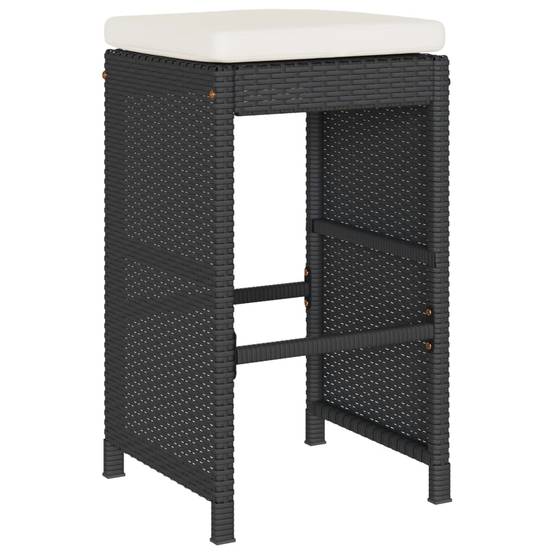 Tabourets de Bar Extérieur Résine Tressée avec Coussins pour Terrasse Lot de 4 Noir – ComfortXL Outdoor Living - Image 3