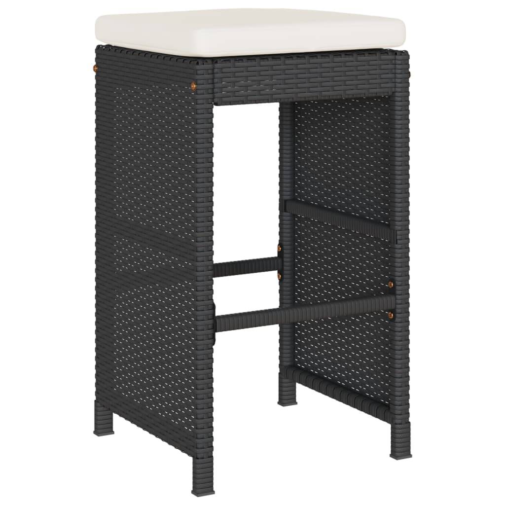 Tabourets de Bar Extérieur Résine Tressée avec Coussins pour Terrasse Lot de 4 Noir – ComfortXL Outdoor Living - Image 3