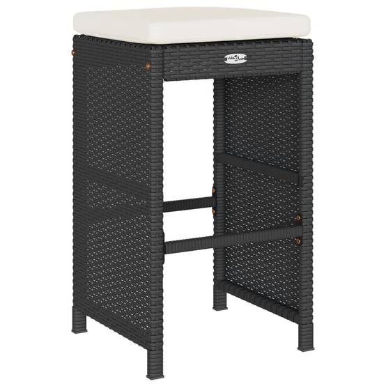 Tabourets de Bar Extérieur Résine Tressée avec Coussins pour Terrasse Lot de 4 Noir – ComfortXL Outdoor Living - Image 6